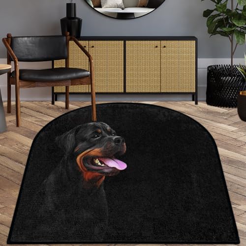 WowPrint Rottweiler Hundebereich Teppiche Matte Wohnzimmer, Lustig Hundebereich Teppich für Küche Schlafzimmer Waschbar rutschfeste Bodenmatte Teppich 120x160cm von WowPrint