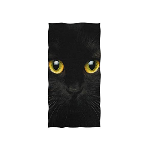 WowPrint Schwarz Katze Druck Handtuch Strandhandtuch, Leicht, Weich Microfaser Badet¨¹Cher, Dekoration Hand Handt¨¹Cher f¨¹r K¨¹Che Zuhause Bad Spa Fitnessstudio Hotel (76 x 38 cm) von WowPrint