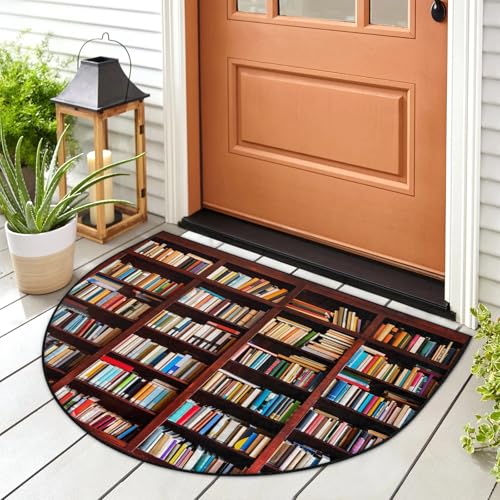 WowPrint Vintage Bücherregal Fußmatte Eingangsmatte Teppich Bücherregal Bibliothek Bereich Teppiche Indoor Outdoor Waschbar Saugfähig Rutschfeste Bodenmatte Teppich 91,4 x 61 cm von WowPrint