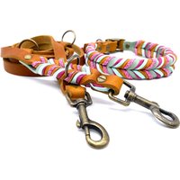 Lederhalsband Und Leine Im Set Oder Einzeln „Cognac Mint" Lederhalsband Und Leine Im Set Oder Einzeln „Cognac Mint" von WowWauMarley