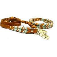 Lederhalsband Und Leine Im Set Oder Einzeln „Cognac Mint" Lederhalsband Und Leine Im Set Oder Einzeln „Cognac Mint" von WowWauMarley