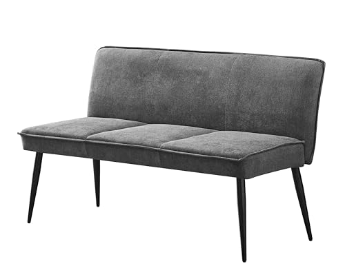 Woward gepolstert Sitzbank Essbank mit Rückenlehne Leinen+Pocket Spring140x60x85cm (dunkelgrau) von Woward