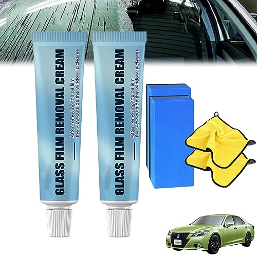 oilclean Glass Oil Film Remover,Car Glass Oil Film Cleaner,Car Glass Oil Film Remover,Car Windshield Cleaner,Glass Oil Film Remover Glass Stripper Water Spot Remover (2PCS) von Wowelo