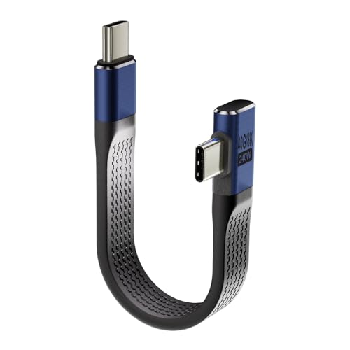 240W PD USB C Kabel Winkel 90 Grad, 40Gbps USB 4.0 USB C auf USB C Kabel Kurz, FPC Flat Design Schnellladekabel mit E-marker Chip Unterstützt 8K für iPhone, MacBook, Samsung, Huawei von Wowfast