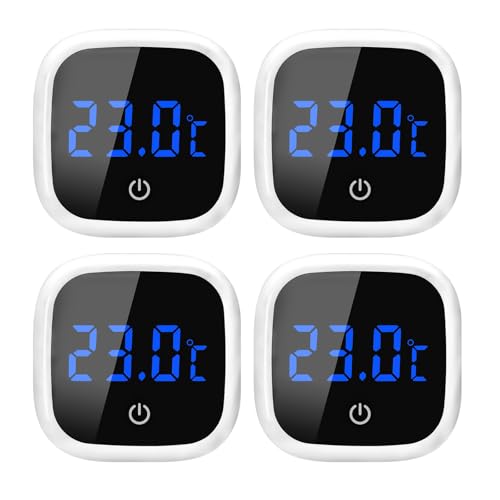 4er Set Aquarium-Thermometer mit Hochpräzisionssensor und LED-Anzeige für Fischbehälter, Süßwasser- und Meerwasser-Aquarien | Mini-Digital Thermometer für Aquarien & Fischbehälter von Wowfast
