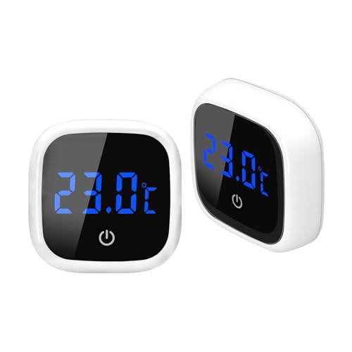 Aquarium Thermometer, 2er Set Mini Aquarium Thermometer Digital, LED-Anzeige, Hochpräzisions-Temperatursensor, Geeignet für Süßwasser-Meeresaquarien von Wowfast