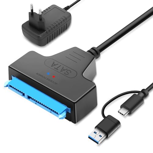 Wowfast SATA USB Adapter, für Externen und Internen Festplatten 2,5 & 3,5 SSD/HDD SATA to USB Adapter Mit 12V 2A Netzteil Kompatibel mit Windows, Mac und Linux von Wowfast