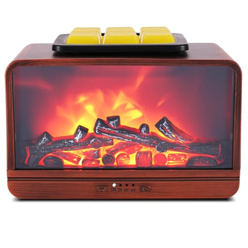 Duftlampe Elektrisch,Kamin Duftlampe für Wachs,Dynamische Flamme Elektrische Duftlampen mit 4 Timer & 3 Helligkeit,Duft Wärmer Nachtlicht,Duftwachs Lampe Elektrisch für Heim Büro Geschenke Dekoration von Wowlela
