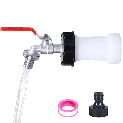 IBC Tank Auslaufhahn,1000L Wassertank Wasserhahn aus Legierung Kugelhahn mit 3/4 Zoll Anschluss IBC Adapter,IBC Tank Auslaufhahn mit Auslauf Verlängerung S60x6 Grobgewinde,für Wassertank Wasserhahn von Wowlela