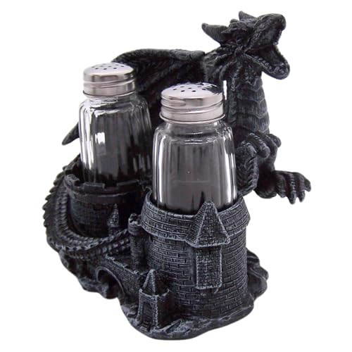 Gothic Dragon Castle Salz- und Pfefferhalter Set, mittelalterliche Küche & Bar Dekor, 14 cm von Wowser