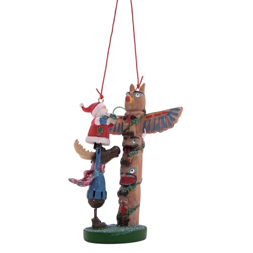 Totemstange Weihnachtsschmuck mit Weihnachtsmann und Elch, einzigartige Feiertagsdekoration, 11,4 cm Totemstange Weihnachtsschmuck mit Weihnachtsmann und Elch, einzigartige Feiertagsdekoration, 11,4 cm von Wowser