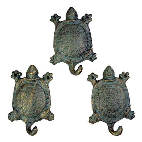 Wandhaken aus Gusseisen, Schildkröten-Design, 3 Stück, 14 cm von Wowser