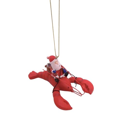 Weihnachtsmann reitender Hummer, Weihnachtsdekoration, dekorative Feiertags-Hängedekoration, 8,9 cm Weihnachtsmann reitender Hummer, Weihnachtsdekoration, dekorative Feiertags-Hängedekoration, 8,9 cm von Wowser