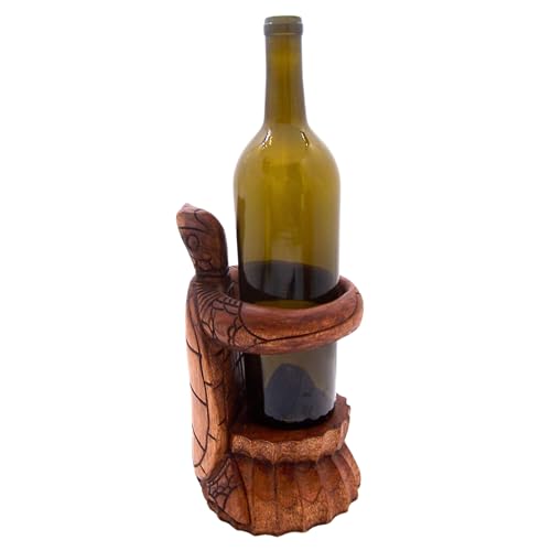 Weinflaschenhalter aus Holz, Schildkröte, freistehend, nautische Dekoration, einzigartiges Geschenk für Weinliebhaber, 24 cm von Wowser