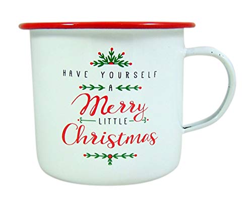 Wowser Merry Little Christmas Tasse mit Aufschrift "Merry Little Christmas", Emaille, 9,5 cm hoch von Wowser