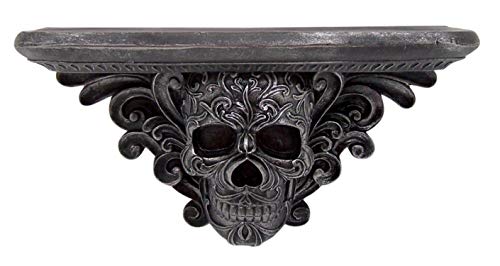 Wowser Stabiles Totenkopf-Wandregal, schwarz, dekorativ, Gothic, Halloween, Dekoration für Zuhause, 33 cm von Wowser