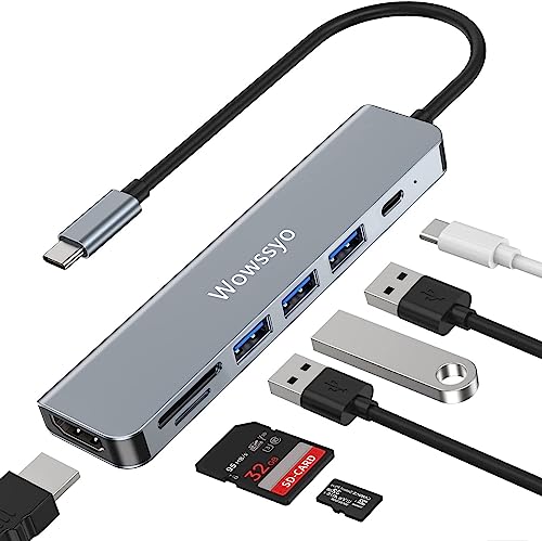 Hub USB C HDTV, Wowssyo 7 in 1 Multiport Type C Hub Adapter met HDTV 4K, 3 USB 3.0 & USB 2.0 Poorten, SD/TF Kaartlezer, PD 100W Opladen voor MacBook Air/Pro, Laptop en andere Type C apparaten Hub USB C HDTV, Wowssyo 7 in 1 Multiport Type C Hub Adapter met HDTV 4K, 3 USB 3.0 & USB 2.0 Poorten, SD/TF Kaartlezer, PD 100W Opladen voor MacBook Air/Pro, Laptop en andere Type C apparaten von Wowssyo