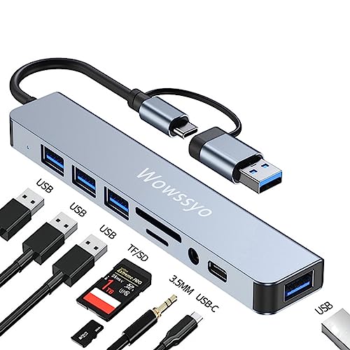 Wowssyo Hub USB C Multiport 8 in 1, Adapter USB C auf USB Ultra Slim Ports USB 3.0/2.0, SD/TF, Audio, USB-C Daten, Dockingstation Hub für Handy Ipad MacBook Dell Laptop Windows PC & andere Geräte Wowssyo Hub USB C Multiport 8 in 1, Adapter USB C auf USB Ultra Slim Ports USB 3.0/2.0, SD/TF, Audio, USB-C Daten, Dockingstation Hub für Handy Ipad MacBook Dell Laptop Windows PC & andere Geräte von Wowssyo
