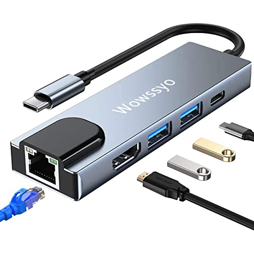 Wowssyo USB C Hub 5 in 1, USB C Multiport Adapter with HDTV 4K, LAN RJ45 Ethernet, USB 3.0, PD 100W für MacBook Pro/Air M1, iPad Pro, Chromecast, Switch, Dell, PS4, Windows, Handys usw Wowssyo USB C Hub 5 in 1, USB C Multiport Adapter with HDTV 4K, LAN RJ45 Ethernet, USB 3.0, PD 100W für MacBook Pro/Air M1, iPad Pro, Chromecast, Switch, Dell, PS4, Windows, Handys usw von Wowssyo