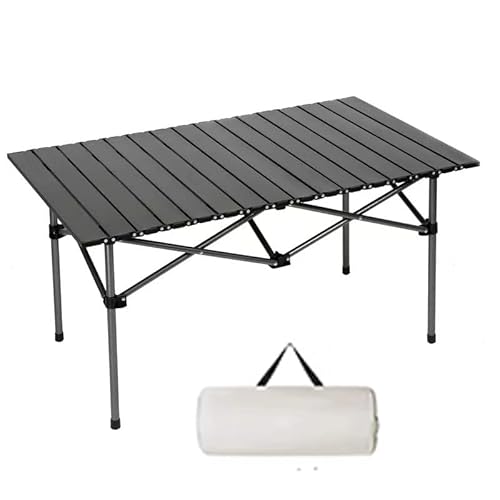 Wowteam Klapptisch Campingtisch Groß mit Aluminiumrahmen Multifunktionstisch Camping Wandern Reisen Picknick Sonstige Indoor-Outdoor Aktivitaten Tragetasche mit Trageband 95 x 57 x 50cm,schwarz von Wowteam