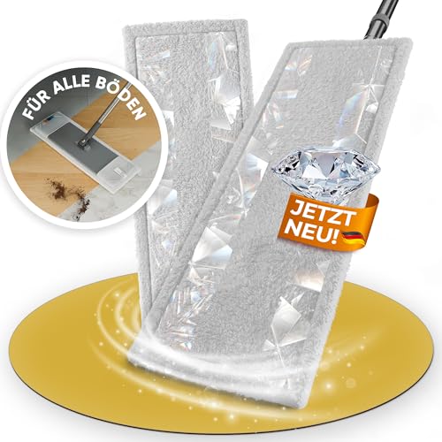 Wowtowelz Wischmopp Bezug Bodenwischer Wischbezug Diamantbeschichtung (Diamantfaser 40 cm - 2 Stück) von Wowtowelz