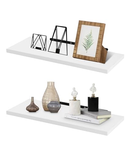 2-Layer Wandregal, Wandregal Weiß, Schweberegal 40 x 15 x 1.5 cm, Weiß Wand Regal, Schwebendes Regal, Modern Einfach Wandboard, Regal Wand Geeignet für Schlafzimmer, Küchen, Büros, Wohnzimmer usw 2-Layer Wandregal, Wandregal Weiß, Schweberegal 40 x 15 x 1.5 cm, Weiß Wand Regal, Schwebendes Regal, Modern Einfach Wandboard, Regal Wand Geeignet für Schlafzimmer, Küchen, Büros, Wohnzimmer usw von Woxovo