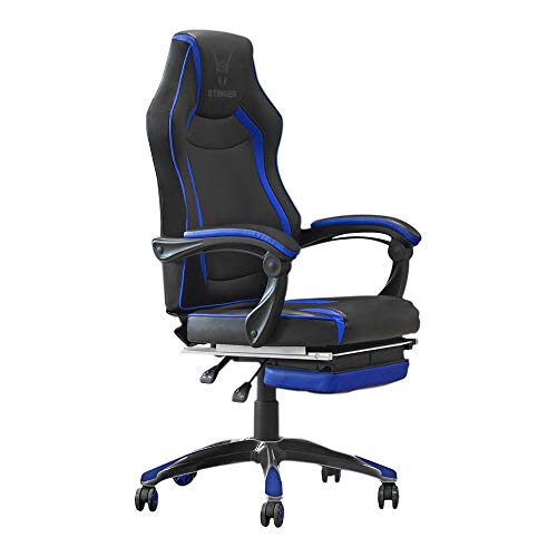 Woxter Stinger Station Rx Blau- Gaming Chair Stahlwelle, Umfrage (Gas Kolben Klasse 4), ausziehbare Fußstütze, ergonomische Armlehnen, Kippen bis zu 170 Grad, leise Räder Scuff von Woxter