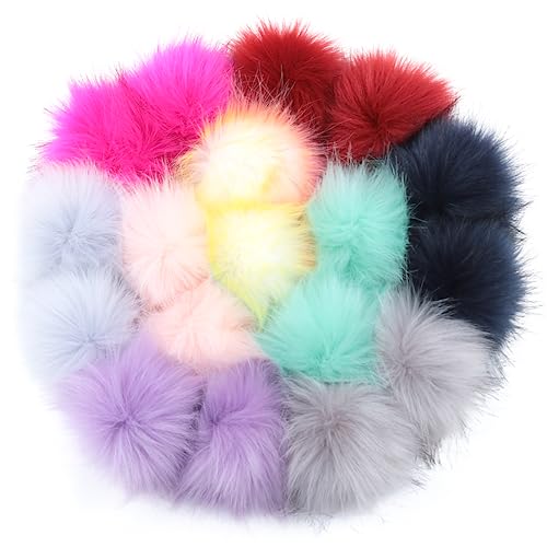 Fellbommel 18 Stück Kunstfell Bommel Pompon mit Elastischer Schlaufe, Flaumige Pompom DIY 10cm, Faux Fur Pom Pom für Strickmütze Schals Tasche Zubehör Fellbommel 18 Stück Kunstfell Bommel Pompon mit Elastischer Schlaufe, Flaumige Pompom DIY 10cm, Faux Fur Pom Pom für Strickmütze Schals Tasche Zubehör von Woyejo