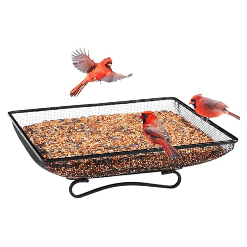 Boden Vogelfutterstation,18 cm Quadratischer Futterautomat Für Papageien - Dekorativer Vogelnetzfütterer Für Garten Terrasse Rasen Und Fensterbank von Wpsagek
