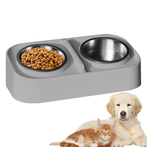 Katzennapf Set für Futter und Wasser | Erhöhter Doppel Napf Für Katzen | Schräge rutschfeste Schüssel Für Haustiere Unterwegs Wohnung Stadtleben von Wpsagek