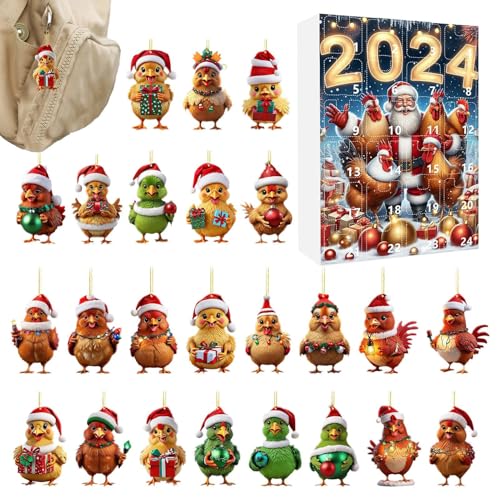 Weihnachtskalender Huhn | 24 Türchen Mit Süßen Hühner-Anhängern Countdown Kalender,2D Acrylic Flachanhänger Huhn Charm Für Christbaumschmuck Wanddekoration Auto-Innenspiegel Urlaubsdekoration Weihnachtskalender Huhn | 24 Türchen Mit Süßen Hühner-Anhängern Countdown Kalender,2D Acrylic Flachanhänger Huhn Charm Für Christbaumschmuck Wanddekoration Auto-Innenspiegel Urlaubsdekoration von Wpsagek