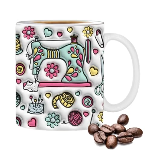 Wpsagek 3D-Nähtasse - Keramiktasse mit floralem Nähmaschinen-Design,350 ml Kaffee-Latte-Becher, Nähgeschenke für Zuhause, Küche, Kaffeebar Wpsagek 3D-Nähtasse - Keramiktasse mit floralem Nähmaschinen-Design,350 ml Kaffee-Latte-Becher, Nähgeschenke für Zuhause, Küche, Kaffeebar von Wpsagek