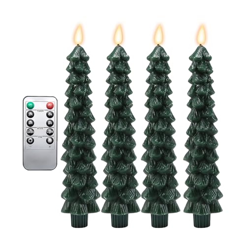 Wpsagek Spitzkerzen für den Weihnachtsbaum, flammenlose Weihnachtskerzen - Grüne LED-Kerzenständer mit Timer-Fernbedienung - 9,7-Zoll-Weihnachtsbaum-Flammenlose Kerzen, batteriebetriebene von Wpsagek