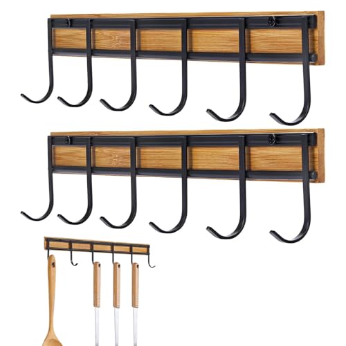Wpsagek Utensilienhaken | Besteckhalter 2er Set - Multifunktion Wandhalterung mit 6 Haken für Aufbewahrung von Utensilien Handtücher Schlüssel Mäntel von Wpsagek