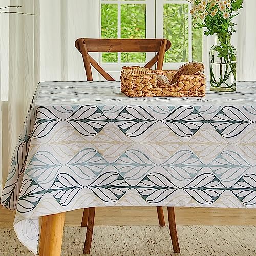 Wracra Streifenblätter Tischdecke Abwaschbar Rechteckig Baumwolle Leinen Vintage 140×180cm Tischdecke Outdoor Geeignet für Party Picknick Essen Garten(140×180cm) von Wracra