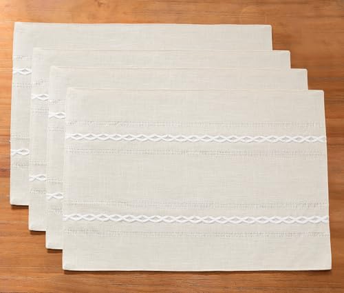 Wracra Tischset 4er Set, Tischsets Abwaschbar 30 x 45 cm, Platzset Waschmaschinenfest Beige Stoff, Baumwolle Leinen Tischsets Platzsets für Tisch, Küche, Essen (Beige) von Wracra