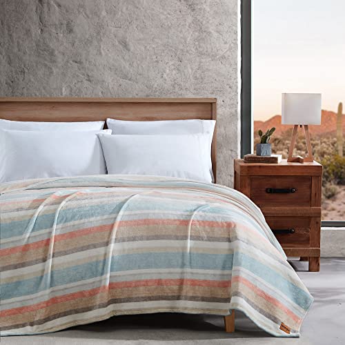 Wrangler - Doppeldecke, ultraweiche Plüsch-Fleecedecke (Glen Canyon Stripe Blue, Twin) von Wrangler