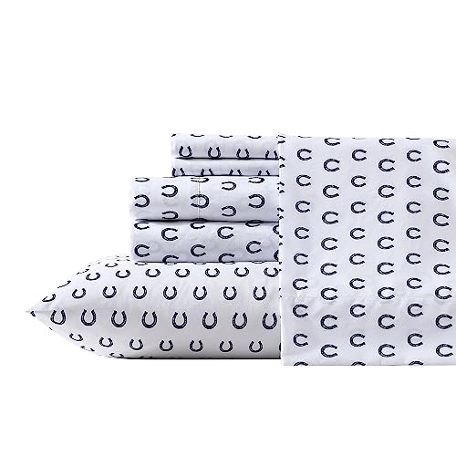 Wrangler - Komplettes Bettlaken-Set, seidiges und leichtes Bettwäsche-Set, lässige Heimdekoration (Hufeisen mit Punkten, Marineblau, Voll) von Wrangler