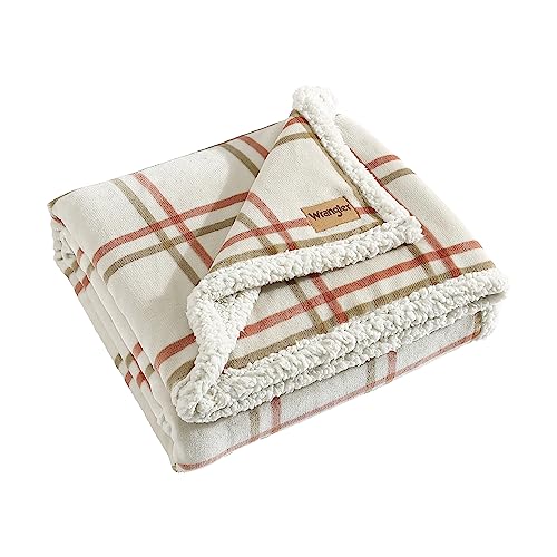 Wrangler Ultraweicher Plüsch, Heimdekoration, alle Jahreszeiten, wendbar, Sherpa-Bettwäsche, Überwurfdecke, 50 x 60, Colt Bright Orange von Wrangler