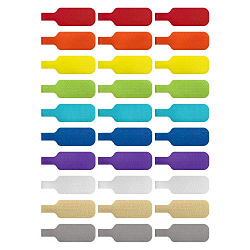 Kabeletiketten von Wrap-It Storage - Mittelgroße Multicolor 30er-Pack - beschreibbare Kabeletiketten, Drahtetiketten, Kabeletiketten und Drahtetiketten für Kabelmanagement von Wrap-It Storage