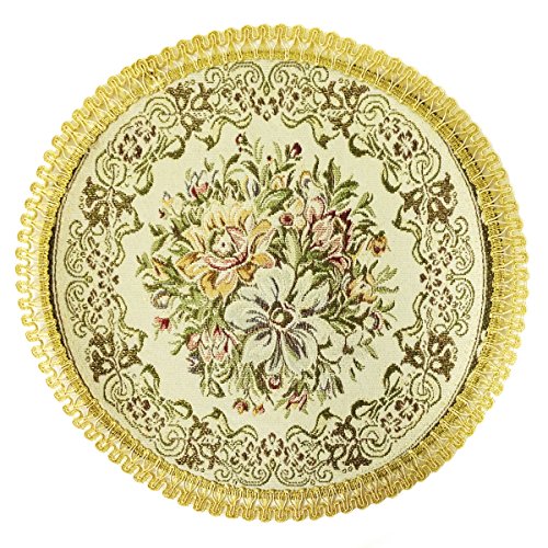 Wrapables® Rundes Vintage-Tischset mit Blumenmuster, mit goldfarbener Stickerei, 2 Stück, luxuriöses Blumenmuster (33 cm) von Wrapables