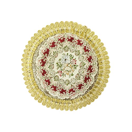 Wrapables® Rundes Vintage-Tischset mit Blumenmuster, mit goldfarbener Stickerei, 2 Stück, königsrot (17,8 cm) von Wrapables