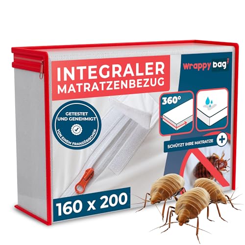 Wrappybag Matratzenschoner Wasserdicht – Matratzenhülle Anti-Bettwanzen & Milben – Matratzenschutz ohne Chemikalien – Weiche Baumwolloberfläche – 160 x 200 x 25 von Wrappybag