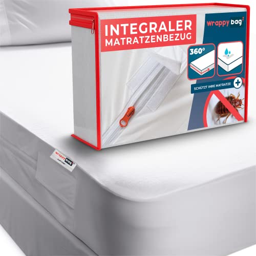 Wrappybag Wasserdichter Matratzenbezug – 100% resistent gegen Bettwanzen Hausstaubmilben – Matratzenschoner ohne chemische Behandlung – komfortable Baumwolloberfläche – 14 Größen erhältlich von Wrappybag