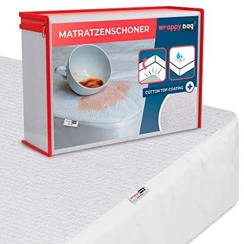 WRAPPYBAG Wasserdichter Matratzenschoner 140 x 190 cm – Matratzenauflage aus Oeko-TEX zertifizierter Baumwolle 30 cm Überzug – Hypoallergene Bettdecke (Milbe/Staub/Schweiß) mit elastischem Band von Wrappybag