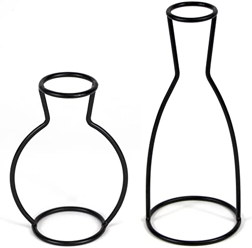 Silhouette Vase Schwarz für Pampasgras 2er Set - Schwarze Umrisse Vasen für Blumen - Geeignet als Grabblumenhalter - Metallrahmen Minimalistische Blumenvase - Stil 1 von Wrenbury