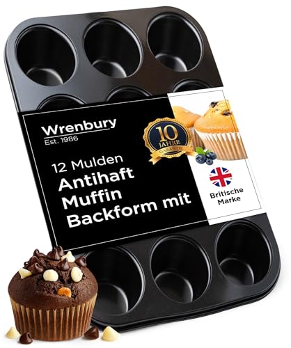 Wrenbury Antihaft Muffinblech 12er - tief Muffinform Blech - gleichmäßiges Backen, leicht zu reinigen, lebensmittelecht - 3,4 cm Form Wrenbury Antihaft Muffinblech 12er - tief Muffinform Blech - gleichmäßiges Backen, leicht zu reinigen, lebensmittelecht - 3,4 cm Form von Wrenbury