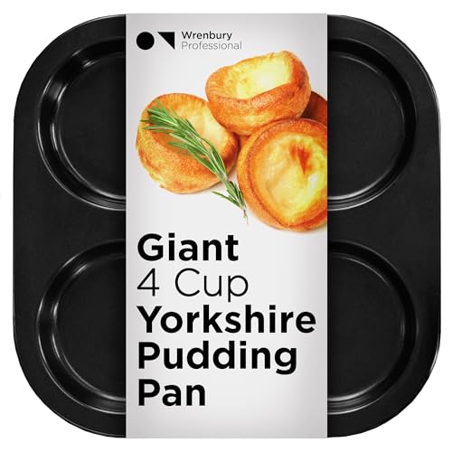 Wrenbury Gehärtetes Yorkshire-Pudding-Backblech für 12 Tassen, flache Mini-Yorkshire-Puddingform, ideal für Kröte in Loch und Marmeladen-Torten, antihaftbeschichtet, Premium-Karbonstahl von Wrenbury