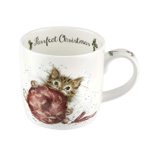 Portmeirion Wrendale Designs 'Purrfect Christmas' Weihnachtstasse aus feinem Porzellan, 0,3 l von Wrendale Designs