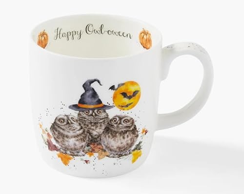 Royal Worcester Wrendale Deigns Halloween 0,4 Liter Tasse Eulen unter einem Kürbis Mondlicht Eule o-ween von Wrendale Designs